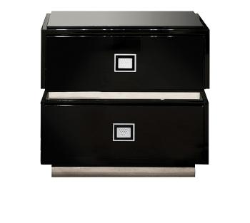 Raisins bedside table in numbered edition, clear crystal and black lacquered, small size - Lalique